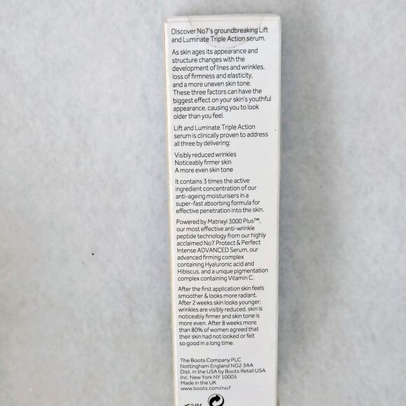 No 7 Lift & Luminate Triple Action Serum  1 oz. Face Neck NEW SEALED Anti Aging - Picture 3 of 6